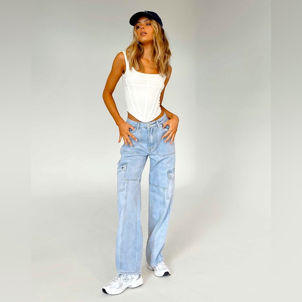 Princess Polly Vincent Cargo Jean Denim